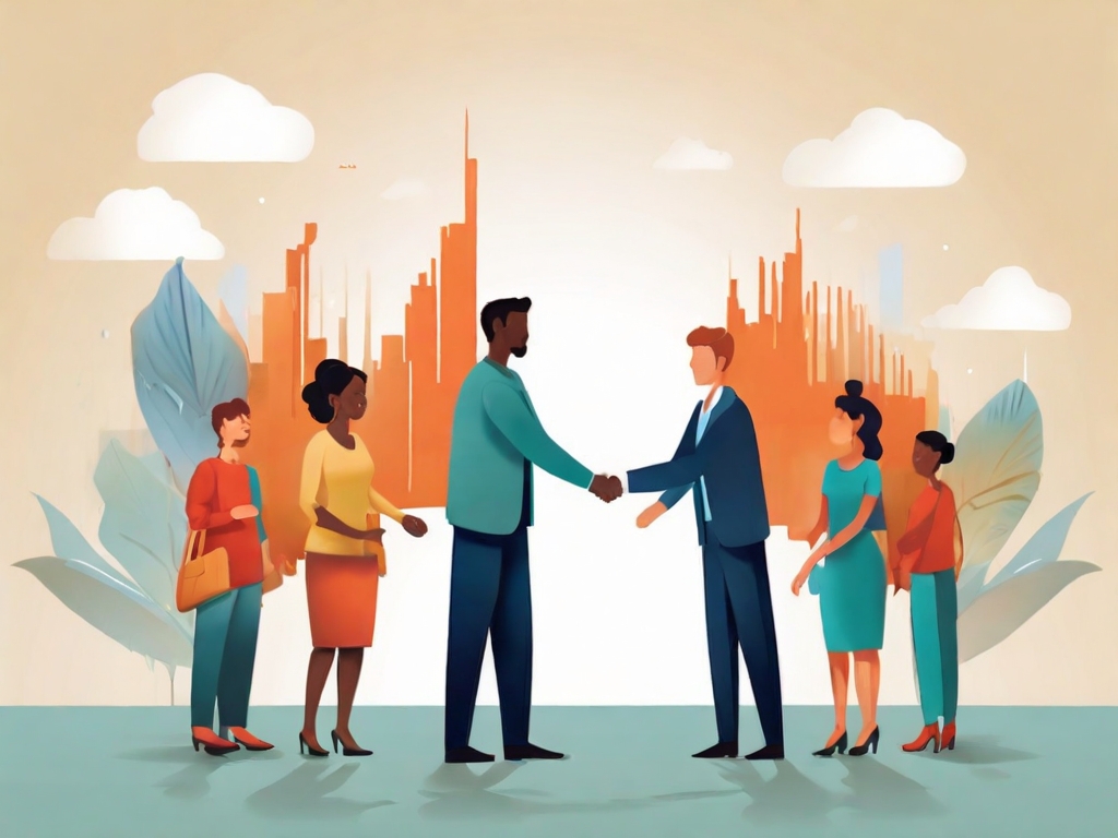 A handshake between your company representative and a client or community member, symbolizing collaboration