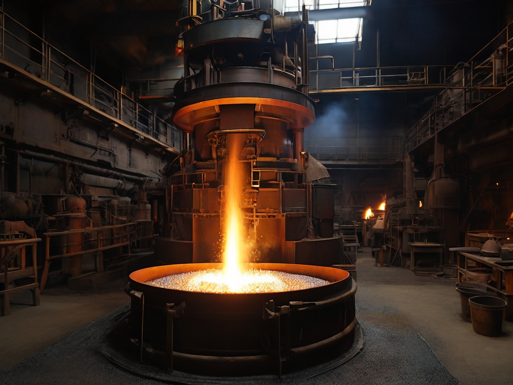 olten copper cascading into a mold or a panoramic view