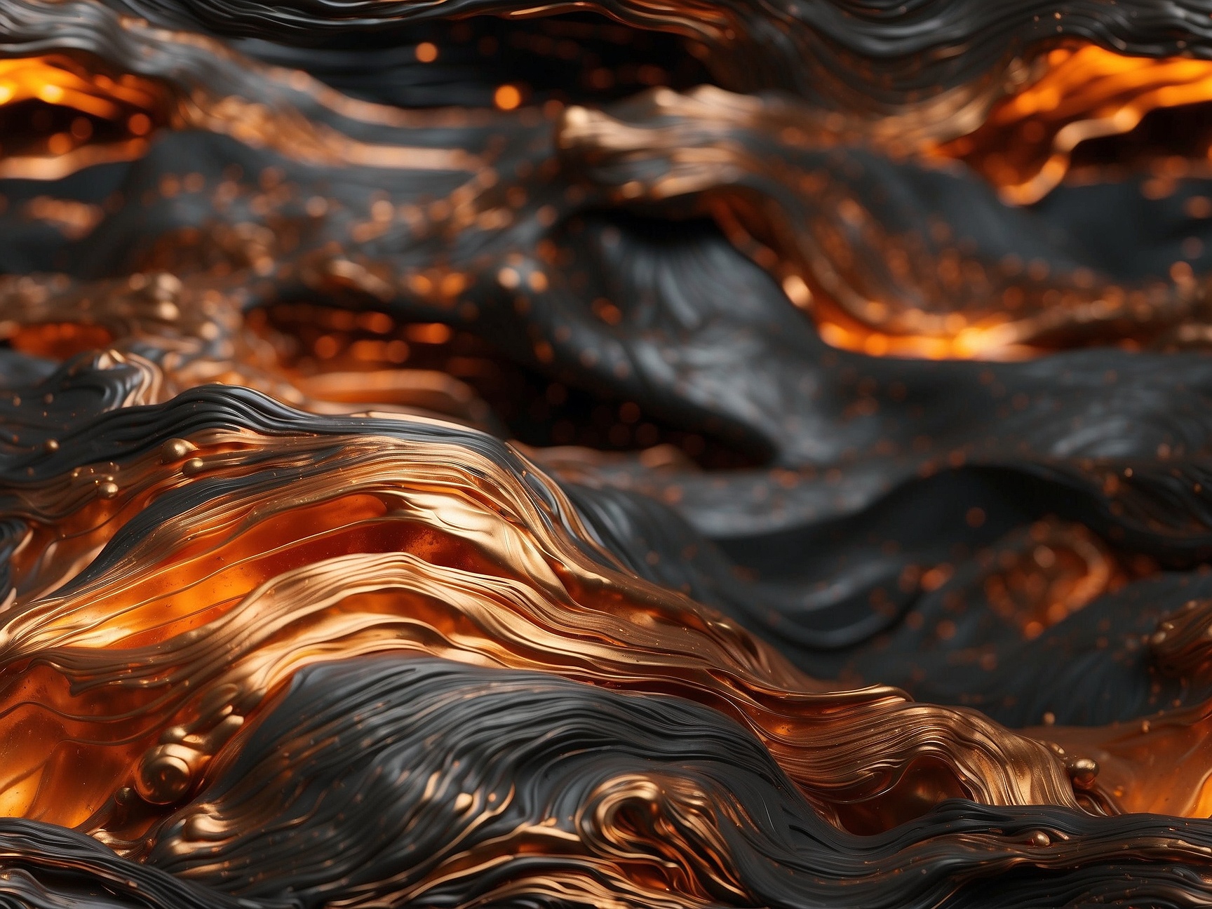 molten copper cascading into a mold or a panoramic